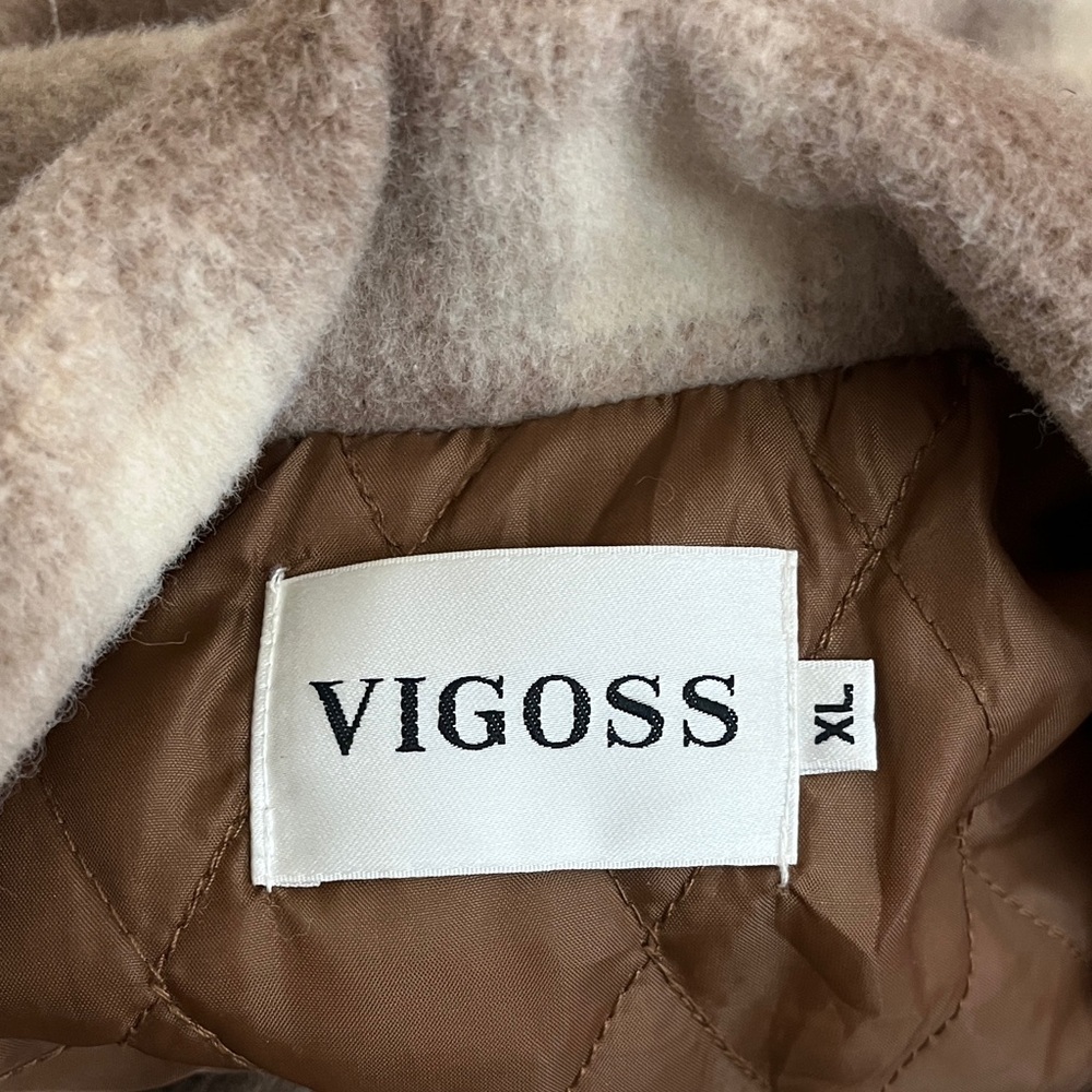 Vigoss Brown Cream Checkered Button Jacket - Picture 13 of 16